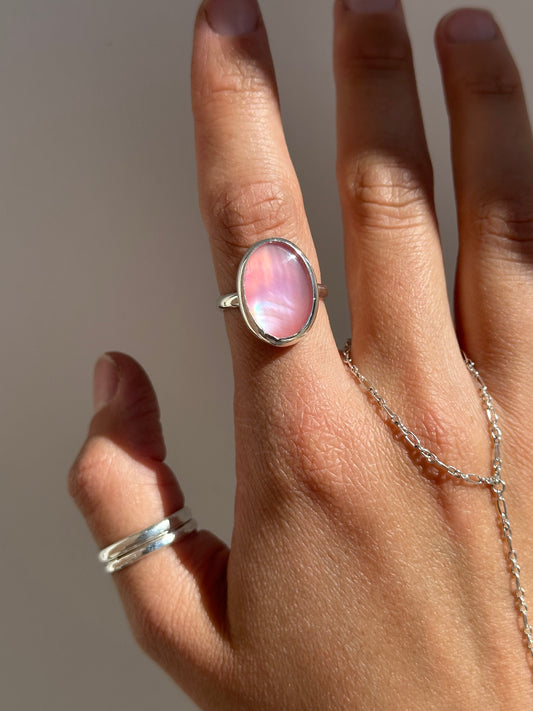 Pink Mussel Ring Size 7.5