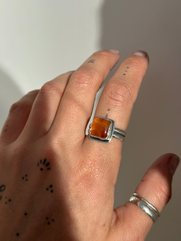 Bellas Truck Size 7.5 - Orange Agate Ring