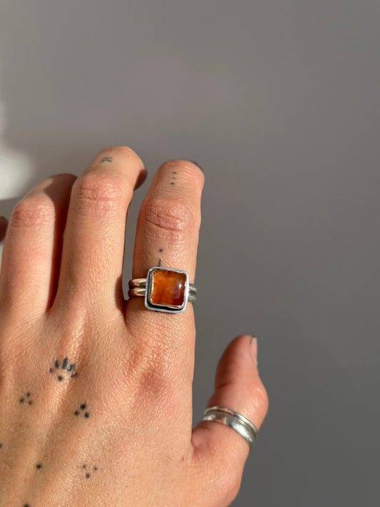 Bellas Truck Size 7.5 - Orange Agate Ring
