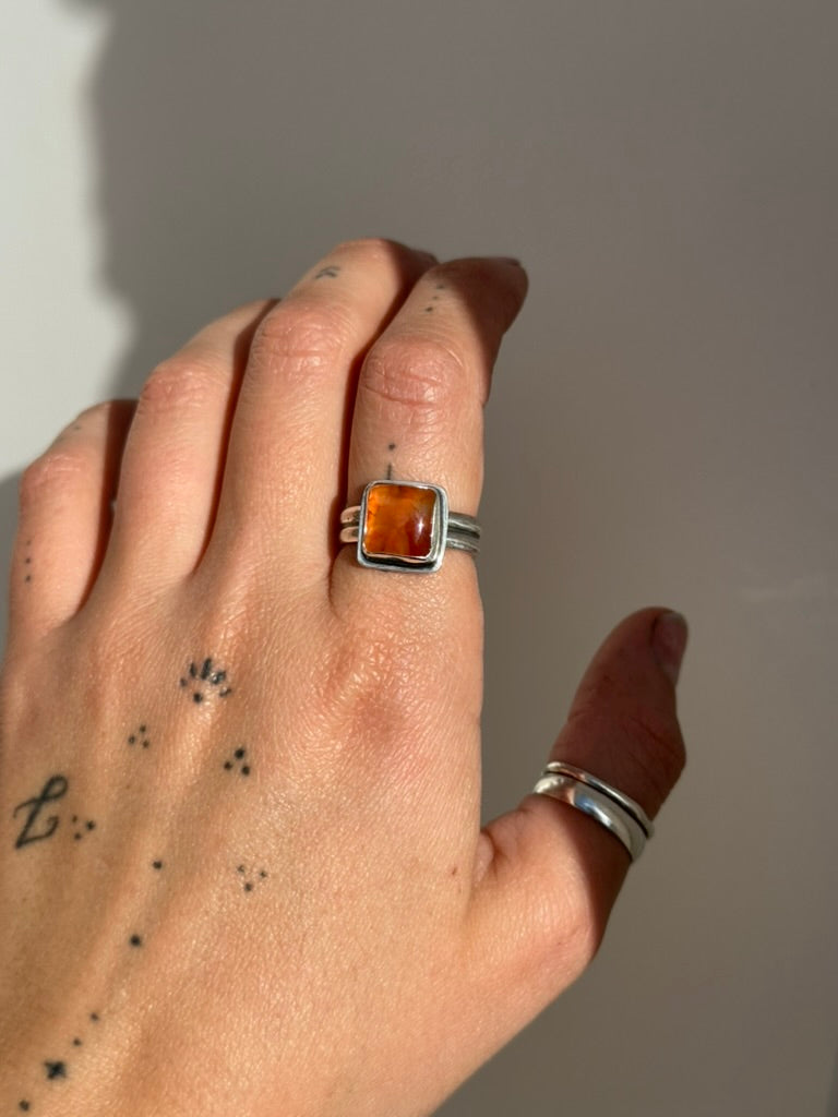 Bellas Truck Size 7.5 - Orange Agate Ring