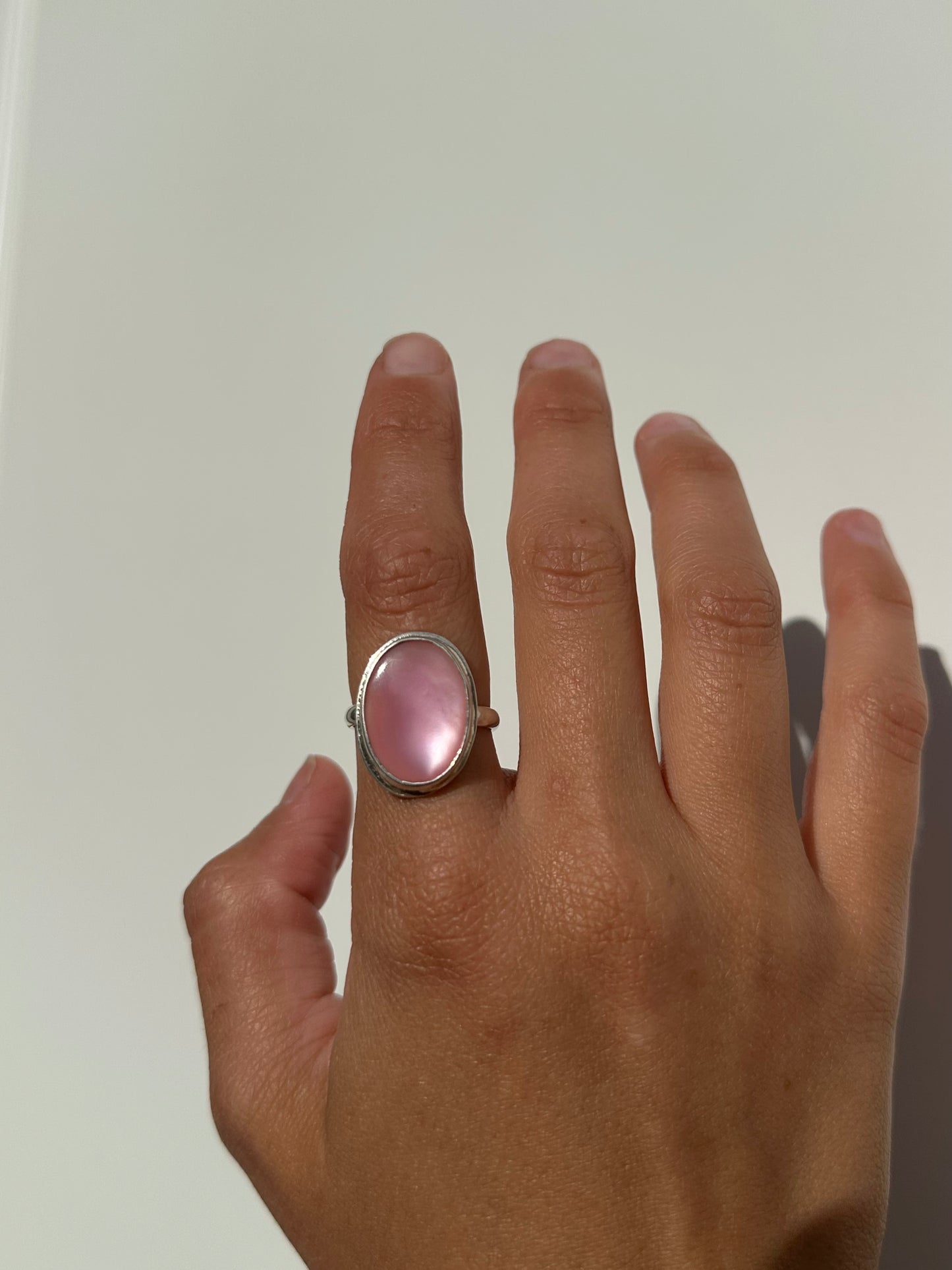 Pink Mussel Ring Size 7