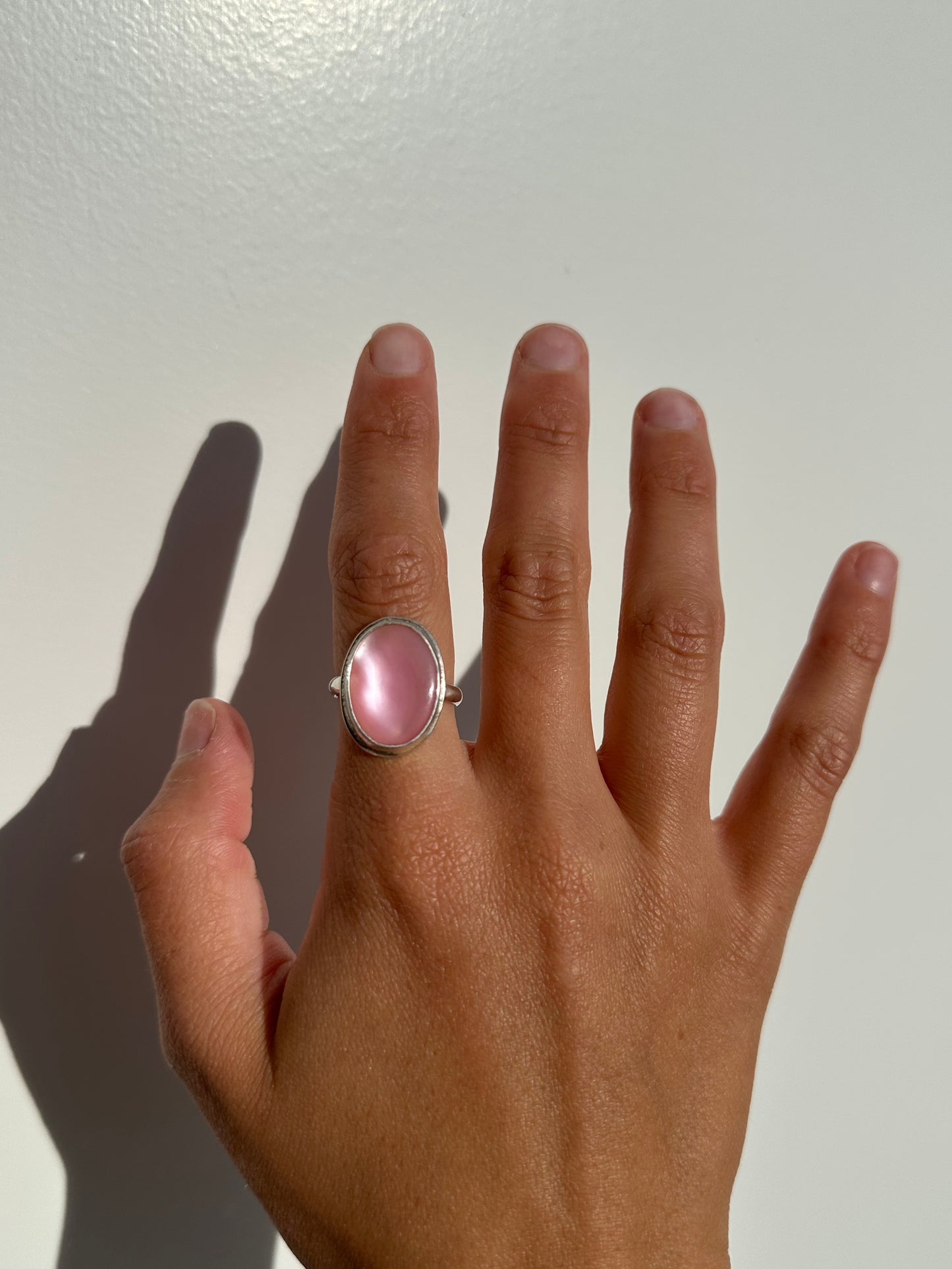 Pink Mussel Ring Size 7
