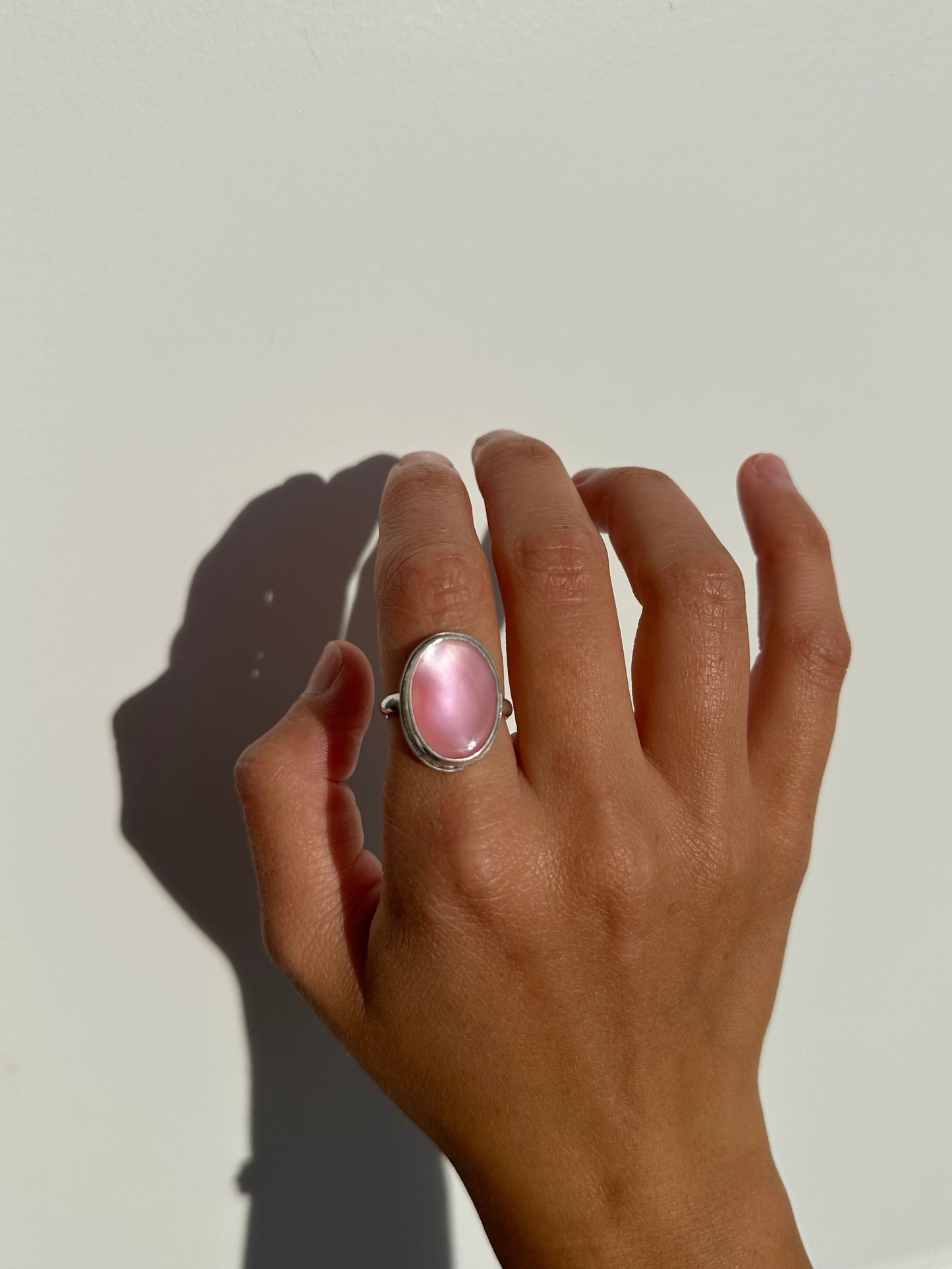 Pink Mussel Ring Size 7