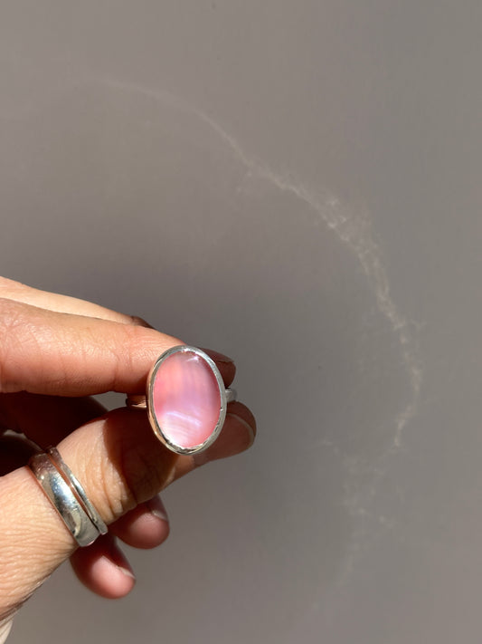 Pink Mussel Ring Size 7.5